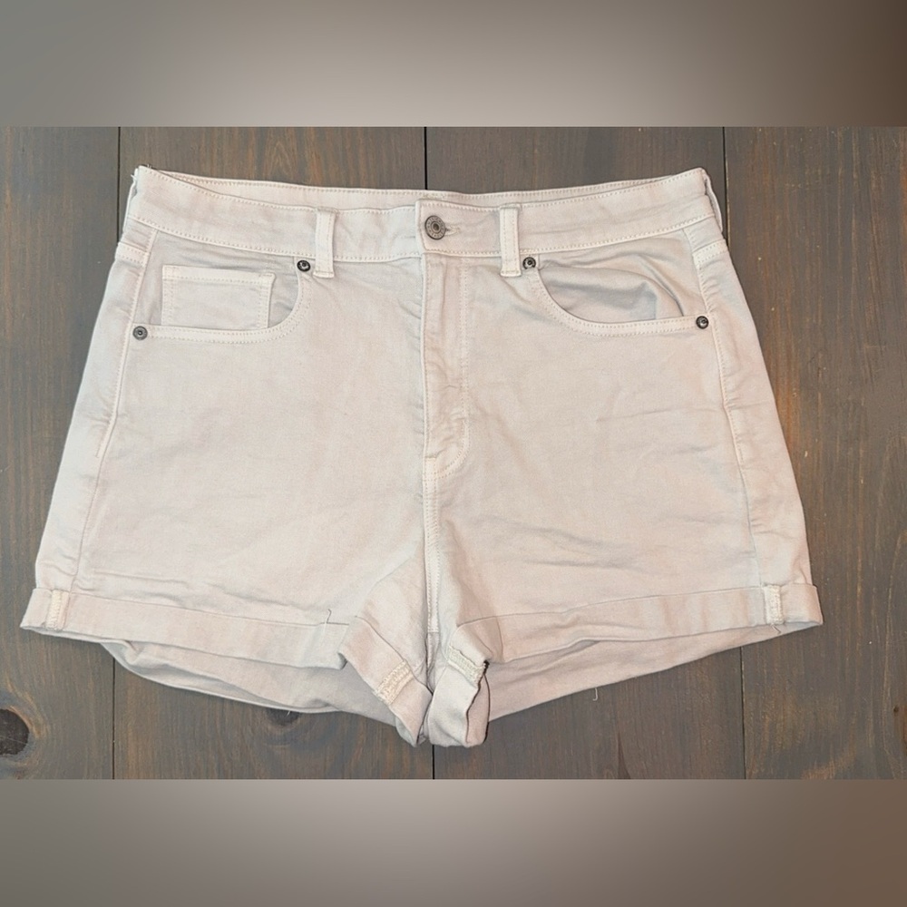American Eagle Outfitters Cream Jean Shorts High-Waisted